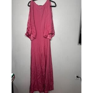 New Massimo Dutti Jumpsuit Pink Sz 4 Wide Leg Butterfly Sleeve Flowy